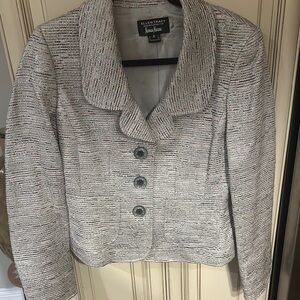 Ellen Tracy Gray Tailored Blazer with Notched Lapel